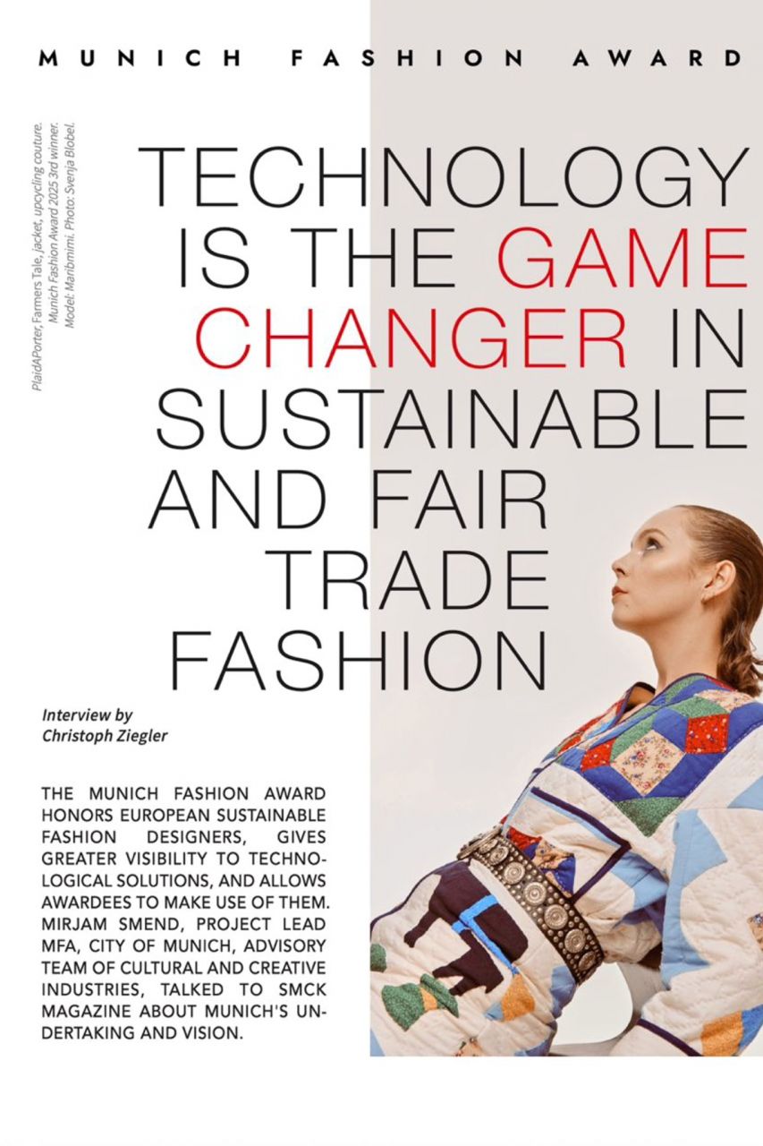 Editorial-Cover zum Munich Fashion Award mit Experteninterview von Mirjam Smend zu nachhaltiger und fairer Mode